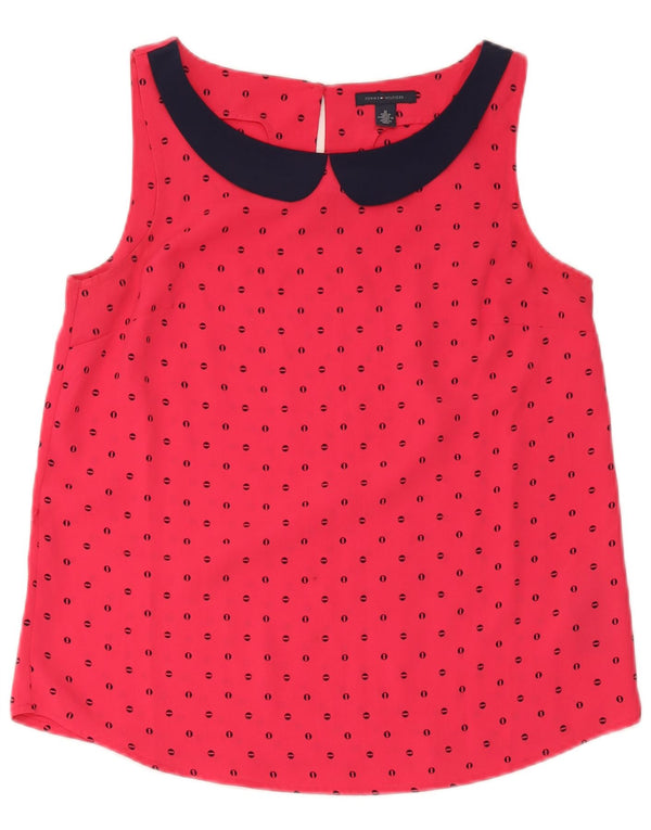 Tommy Hilfiger Damen ärmelloses Blusenoberteil UK 14 Medium Red Spotted