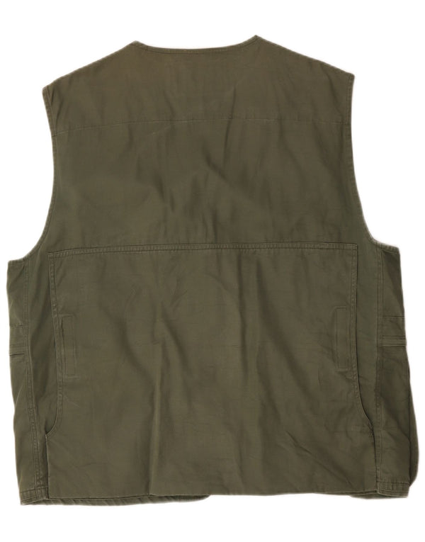 Vintage Herren Utility Gilet IT 54 2XL Grüne Baumwolle