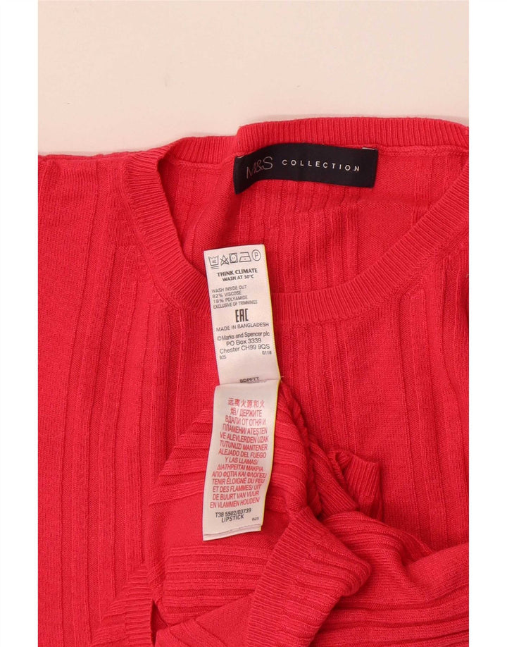 Marks & Spencer Damen Crop Pullover mit Rundhalsausschnitt, UK 14, Mittelrosa