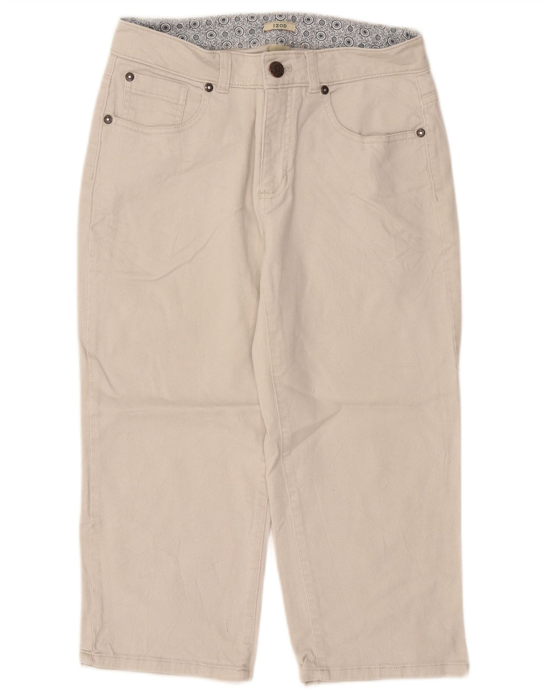Izod Damen Caprihose US 6 Medium W30 L20 Off White Cotton