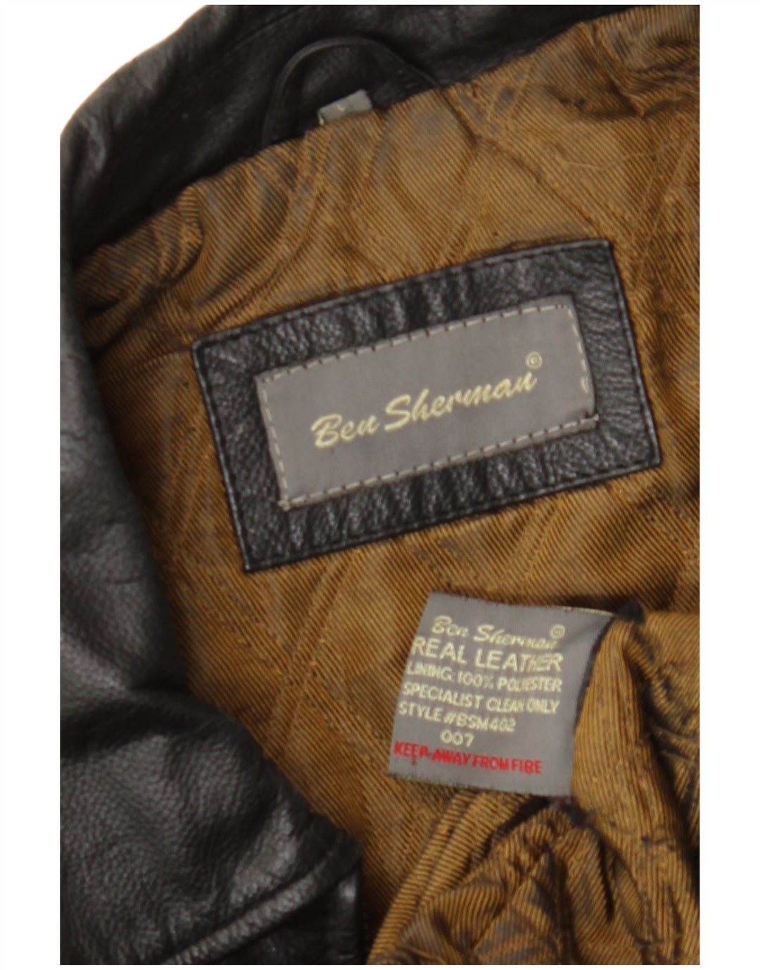 BEN SHERMAN Herren Lederjacke UK 40 Großes schwarzes Leder