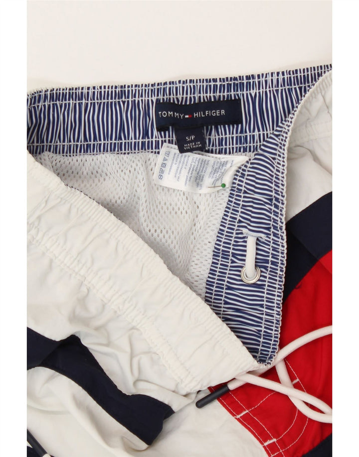 TOMMY HILFIGER Mens Swimming Shorts Small  White Colourblock Polyester Vintage Tommy Hilfiger and Second-Hand Tommy Hilfiger from Messina Hembry 