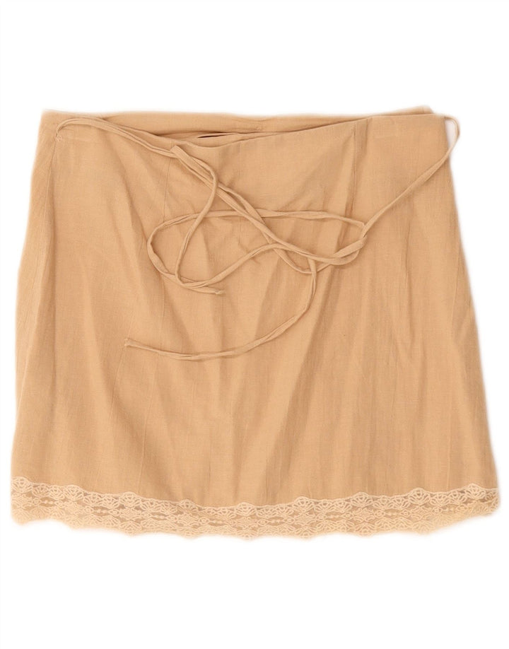 Zara Damen Wickelrock Medium W30 Beige Baumwolle