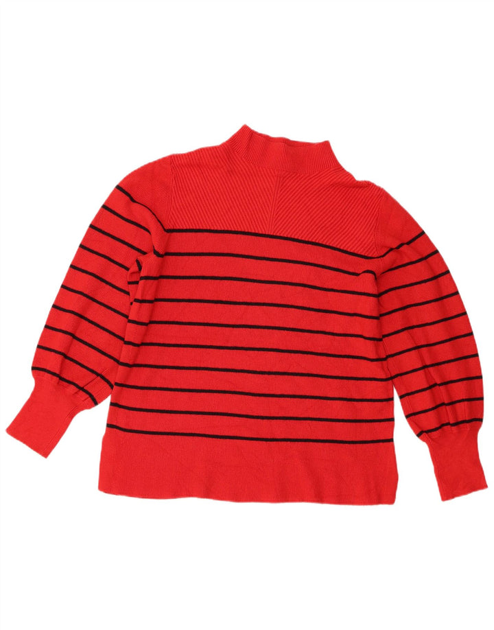 Marks & Spencer Damen-Pullover mit Rollkragen, Gr. 40, Größe L, rot gestreift