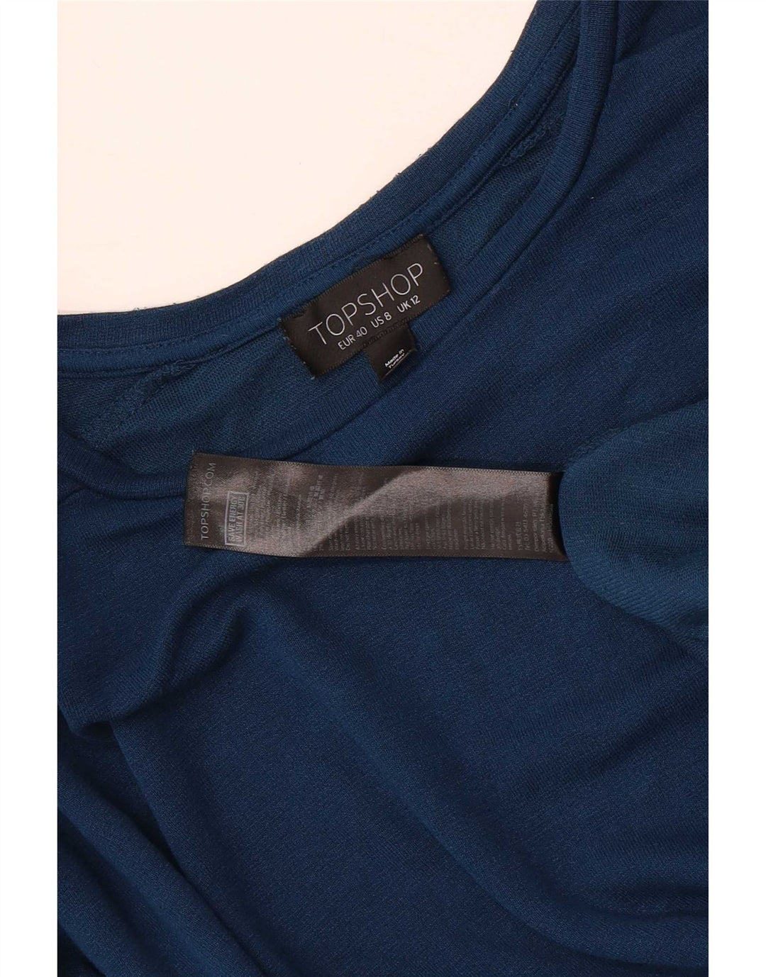 Topshop Damen Übergroßes Top Langarm UK 12 Mittelblaue Viskose