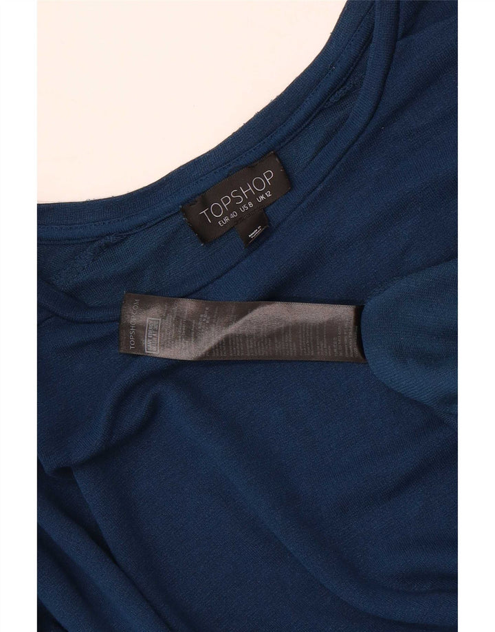 Topshop Damen Übergroßes Top Langarm UK 12 Mittelblaue Viskose
