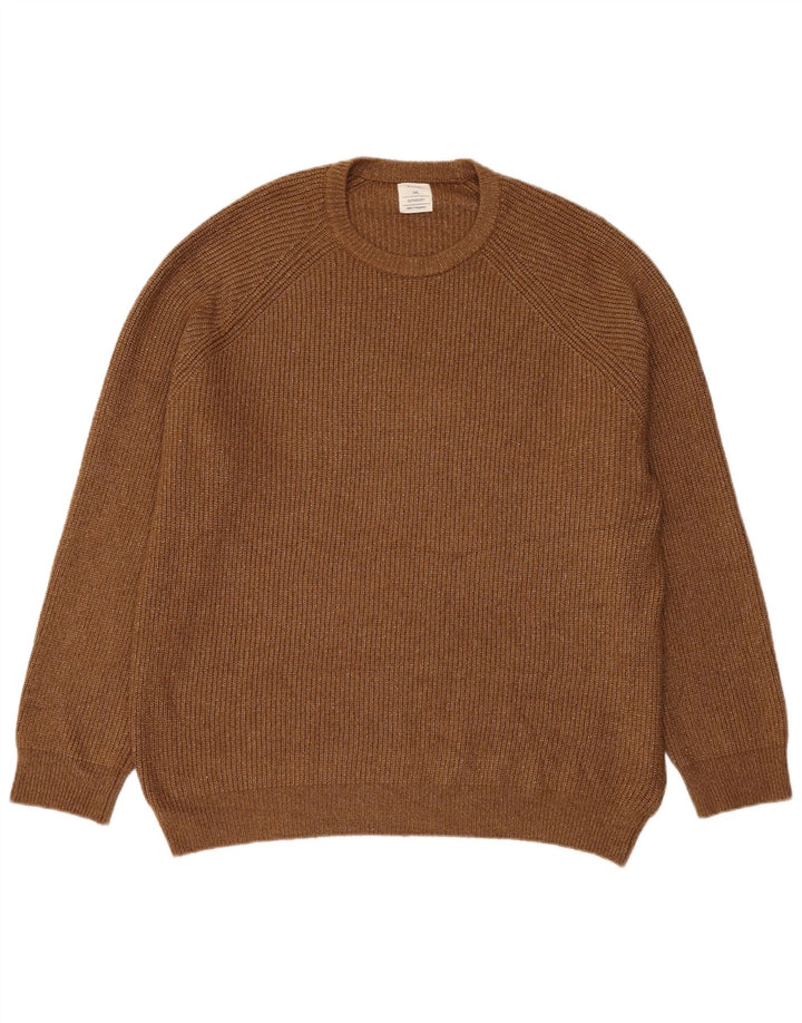 Marks & Spencer Herren-Pullover mit Rundhalsausschnitt, 3XL, braun geflecktes Polyamid