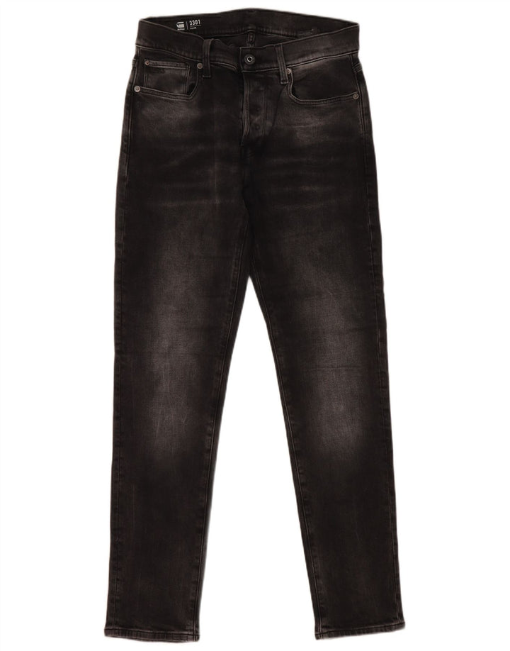 G-Star Damen 3301 Slim Jeans W28 L32 Schwarze Baumwolle