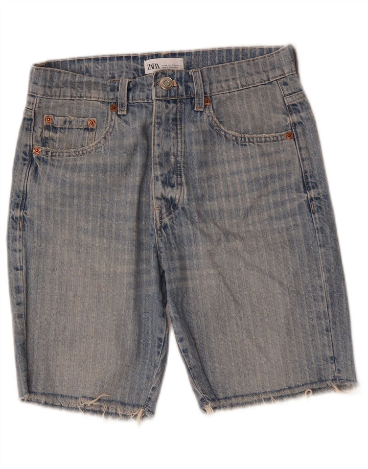 Zara Damen Jeansshorts EU 36 XS W26 Blau gestreift