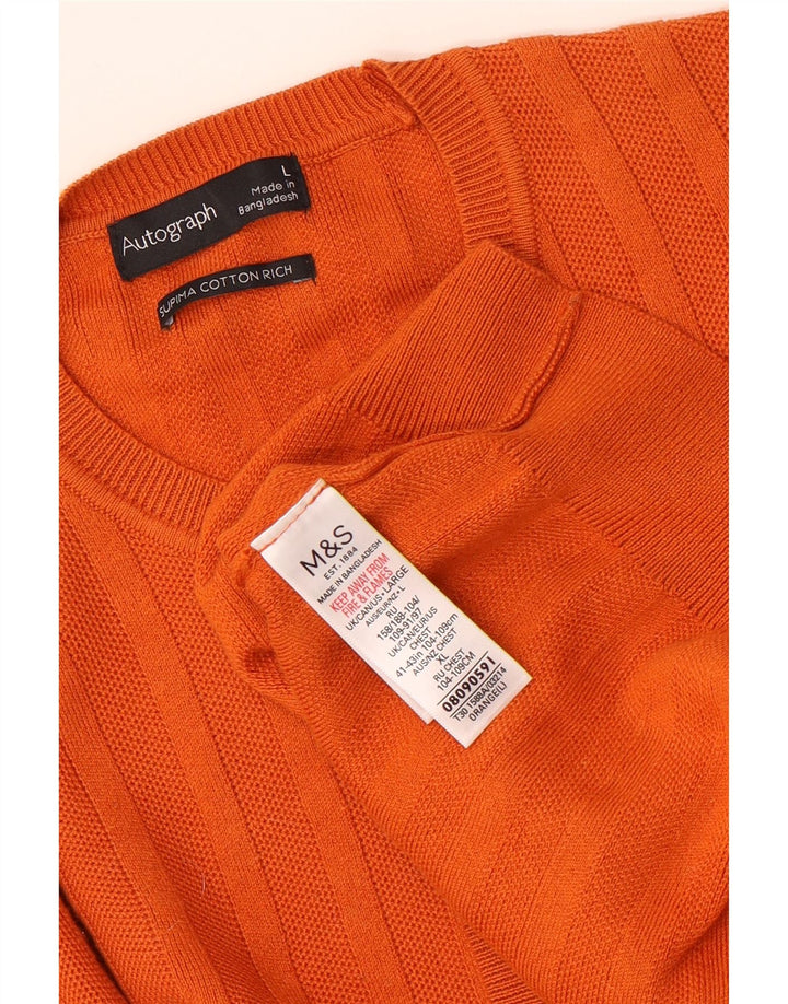 Marks & Spencer Herren-Pullover „Autograph“, Rundhalsausschnitt, groß, Baumwolle, Orange