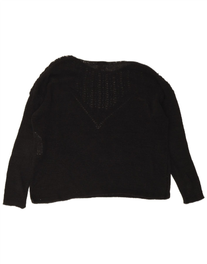Massimo Dutti Damen Übergroßer Pullover mit U-Boot-Ausschnitt, UK 14, Mittelschwarz