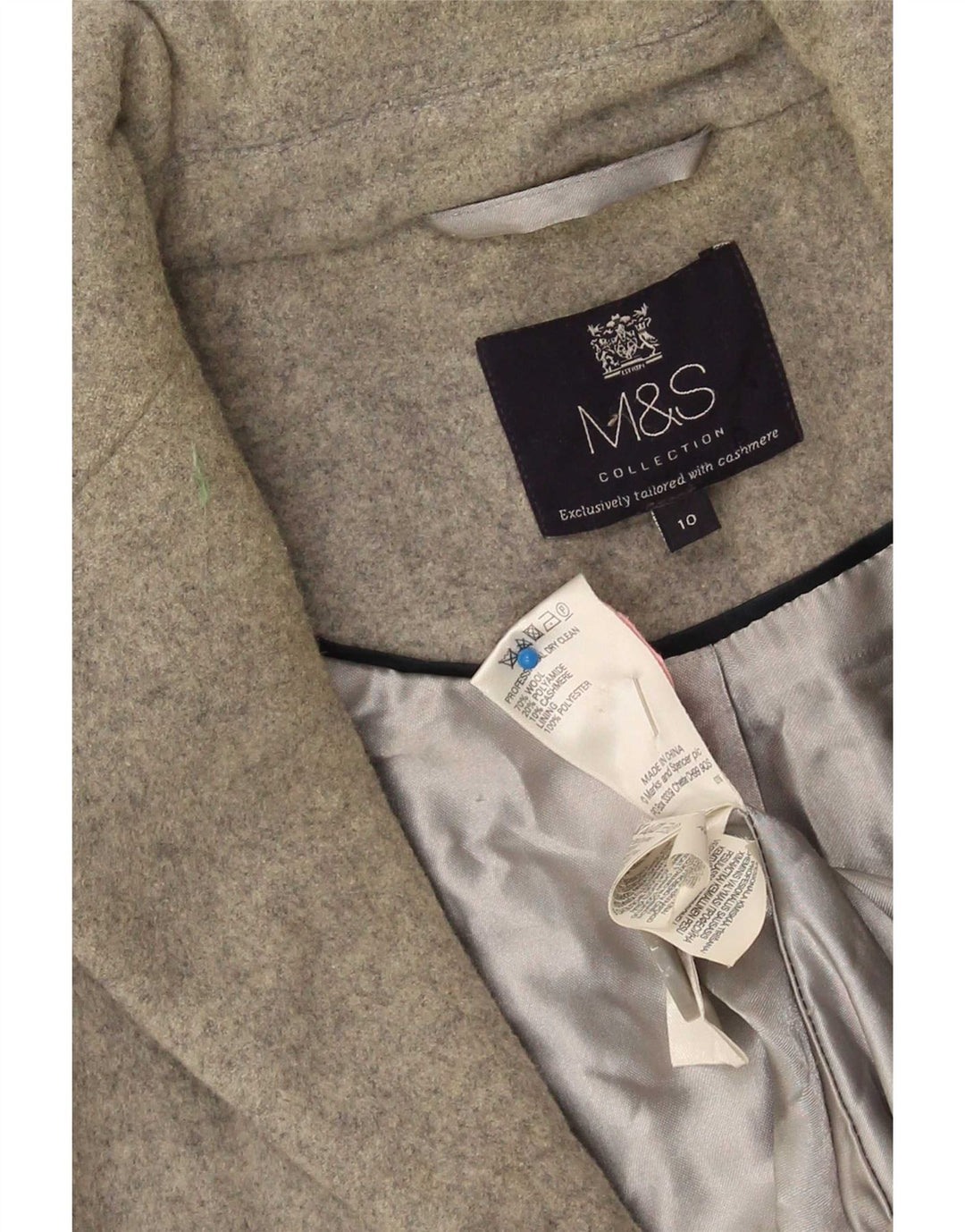 Marks & Spencer Damen Übergroßer Mantel UK 10 Small Graue Wolle
