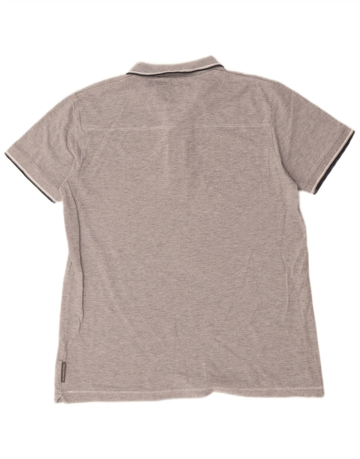 French Connection Herren-Poloshirt, Größe S, graue Baumwolle