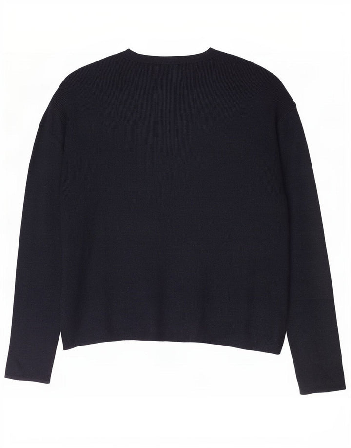 Marks & Spencer Damen-Pullover mit V-Ausschnitt, UK 16, Größe L, schwarze Viskose
