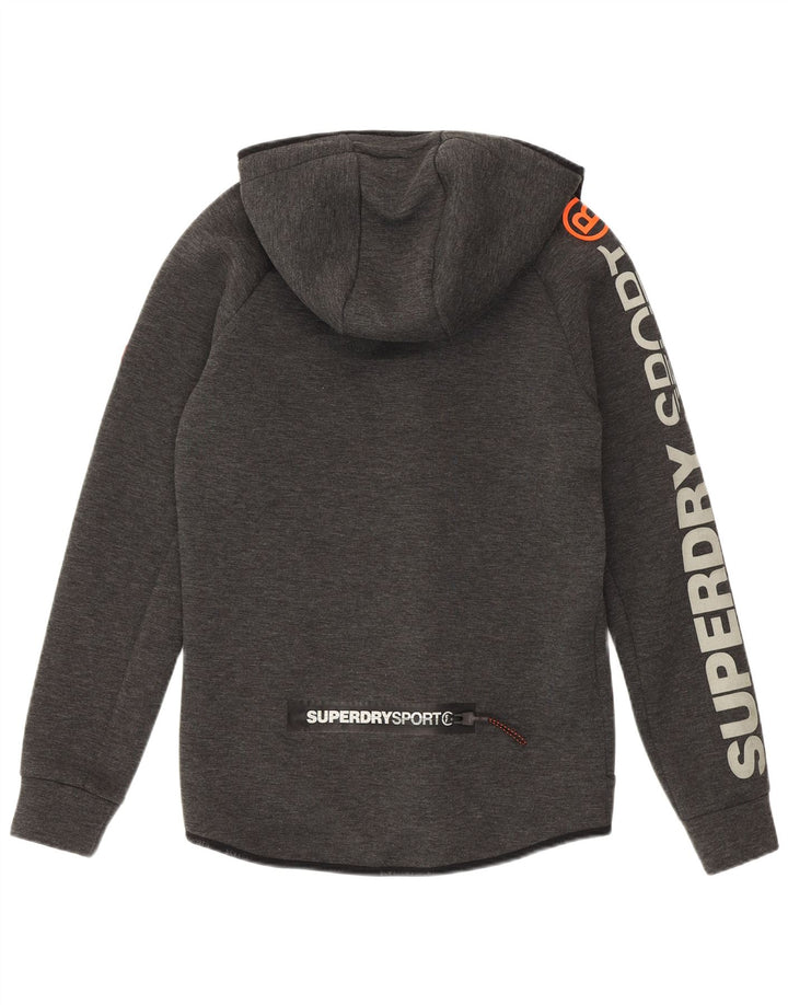 Superdry Herren-Kapuzenpullover mit grafischem Reißverschluss, Größe S, Grau, Polyester