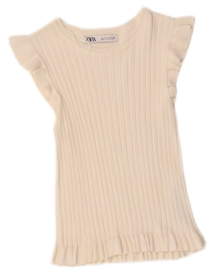Zara Damen Crop Bluse Top UK 8 Small Weiße Viskose