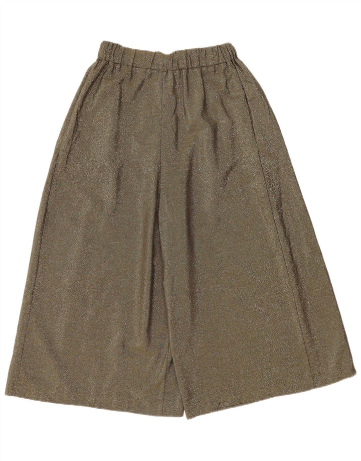 ZARA Damen Caprihose mit hoher Taille und weitem Bein XS W24 Khaki meliert