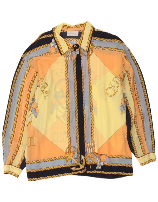 Vintage Damen Durchsichtiges Hemd IT 50 XL Mehrfarbig Nautisch