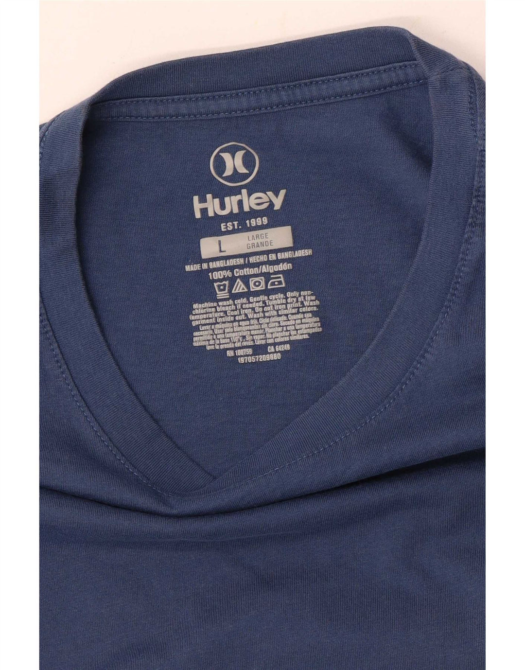 Hurley Herren-T-Shirt mit Grafik, Größe L, aus blauer Baumwolle