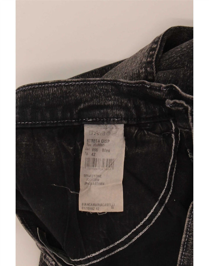 Bianca Maria Caselli Damen Bootcut Jeans IT 42 Medium W27 L30 Schwarze Baumwolle