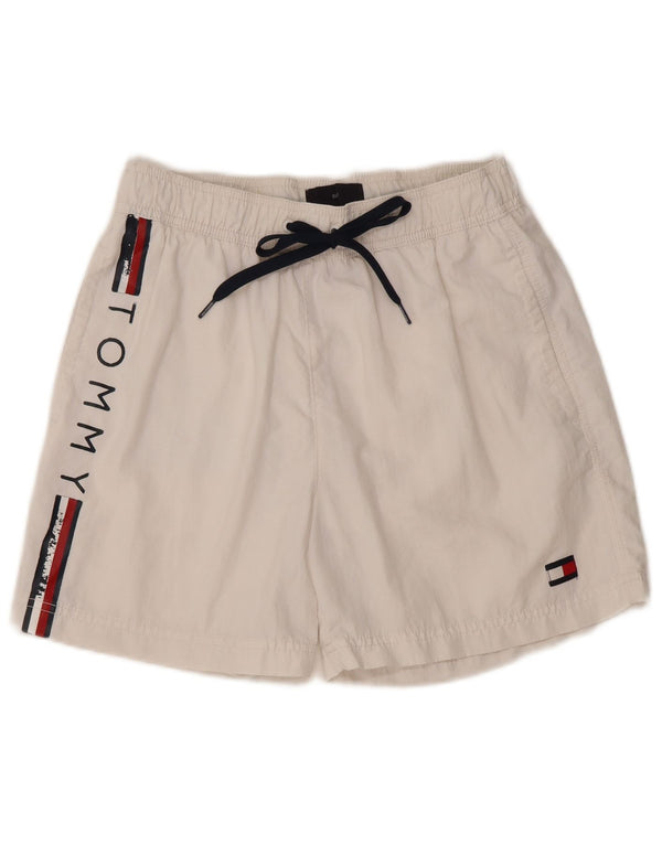Tommy Hilfiger Damen Badeshorts mit Grafik, UK 12, Mittelweiß