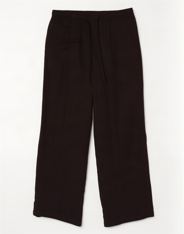 Zara Damen-Chinohose mit hoher Taille und weitem Bein, XL, W32, L31, schwarzes Lyocell