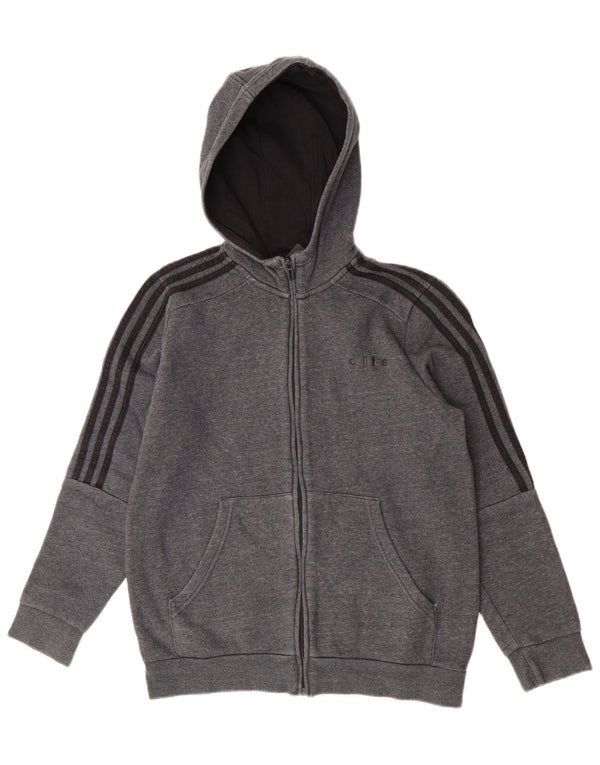 Adidas Jungen-Kapuzenpullover mit Reißverschluss, 13–14 Jahre, grau gefleckte Baumwolle
