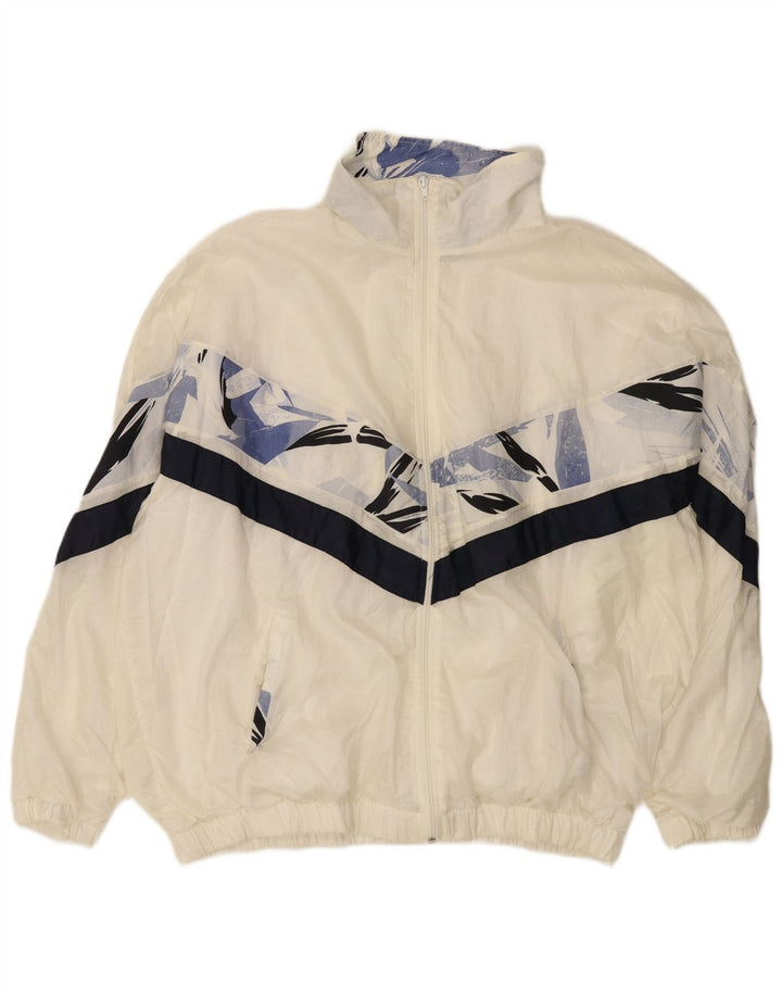 Vintage Herren Trainingsanzug Top Jacke IT 56 XL Weiß Farbblock