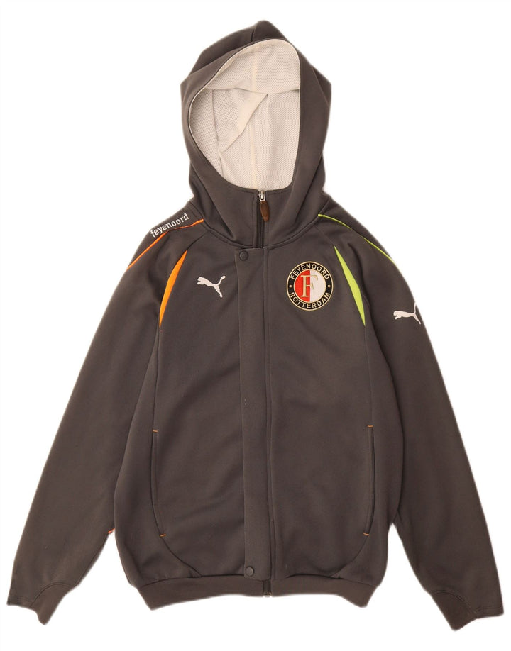 Puma Jungen-Kapuzenpullover mit Reißverschluss, 12–13 Jahre, graues Polyester