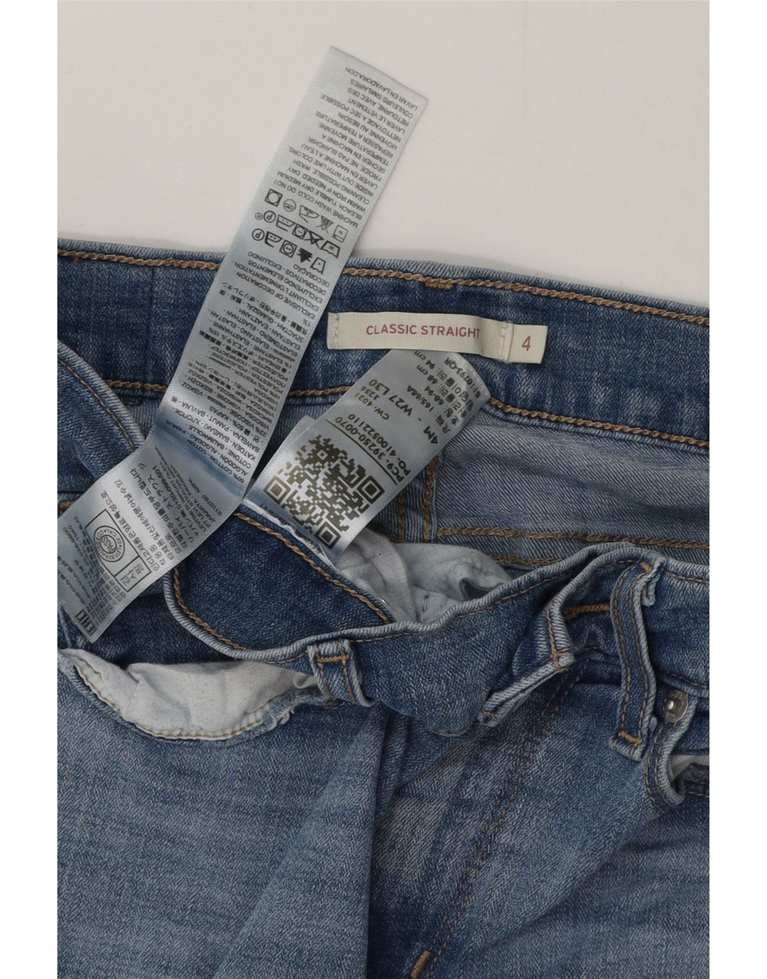 LEVI'S Damen Classic Straight Jeans US 4 Small W27 L30 Blaue Baumwolle