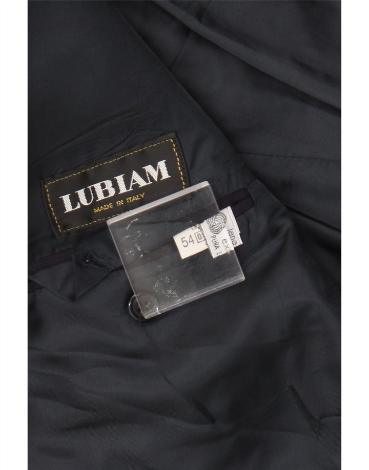 Lubiam Herren-Zweireiher-Blazer IT 54 2XL Marineblaue Schurwolle