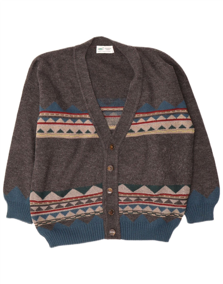 Vintage Herren Cardigan Pullover XL Grau Geometrisch