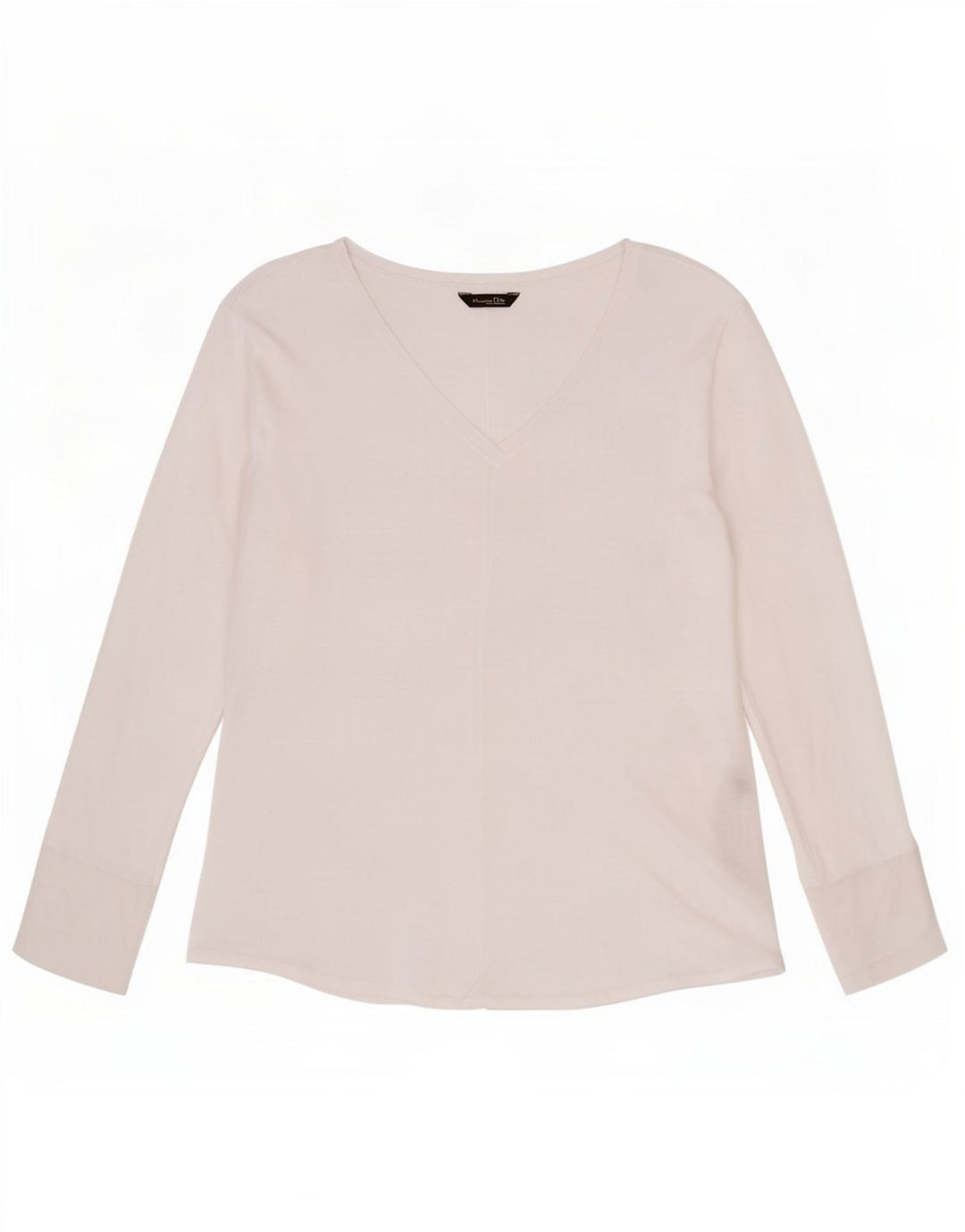 Massimo Dutti Damen Durchsichtiges Top Langarm UK 12 Mittelweiß Lyocell