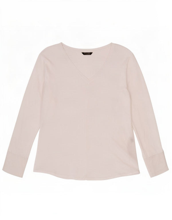 Massimo Dutti Womens See Through Top Long Sleeve UK 12 Medium White Lyocell