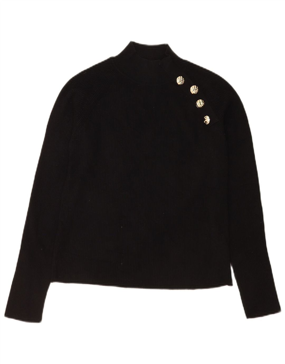 Zara Damen Crop Top Langarm UK 14 Große schwarze Viskose