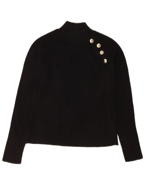 Zara Damen Crop Top Langarm UK 14 Große schwarze Viskose