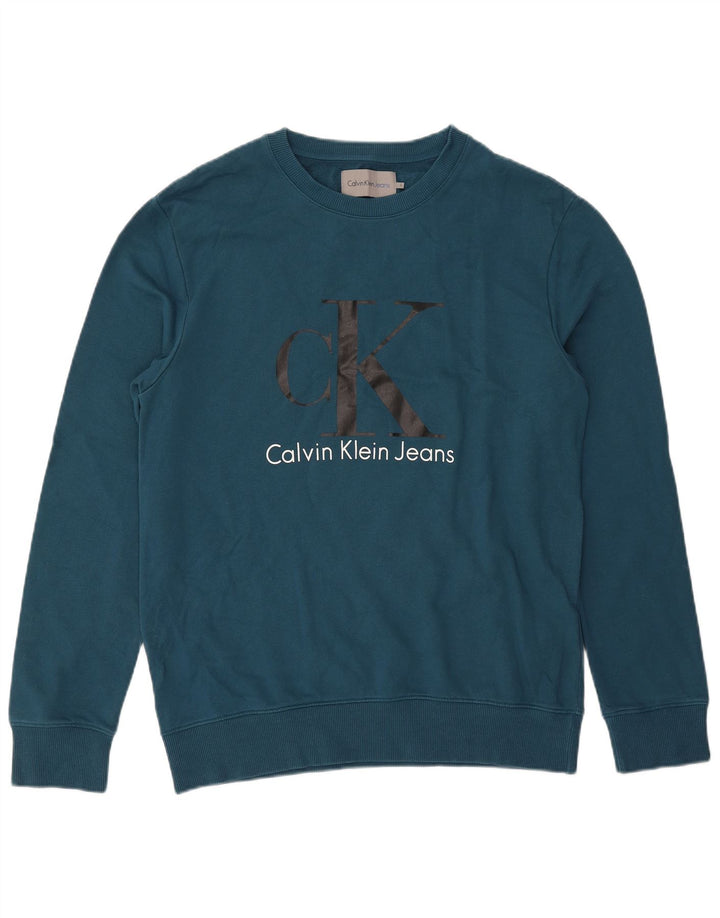 CALVIN KLEIN JEANS Herren-Sweatshirt mit Grafik, Größe L, Blau, Baumwolle