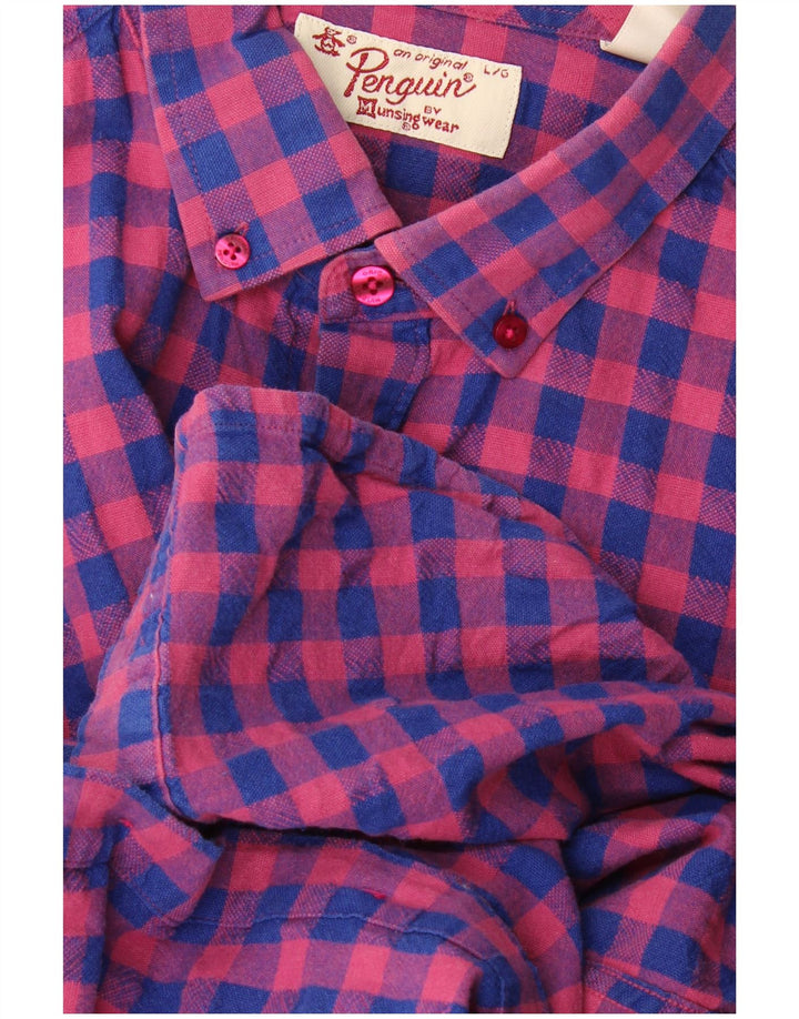 Penguin Herren-Kurzarmhemd, groß, rosa Gingham