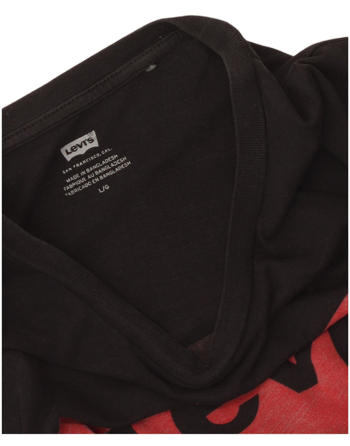 Levi's Damen Grafik-T-Shirt-Oberteil UK 14 Large Schwarz