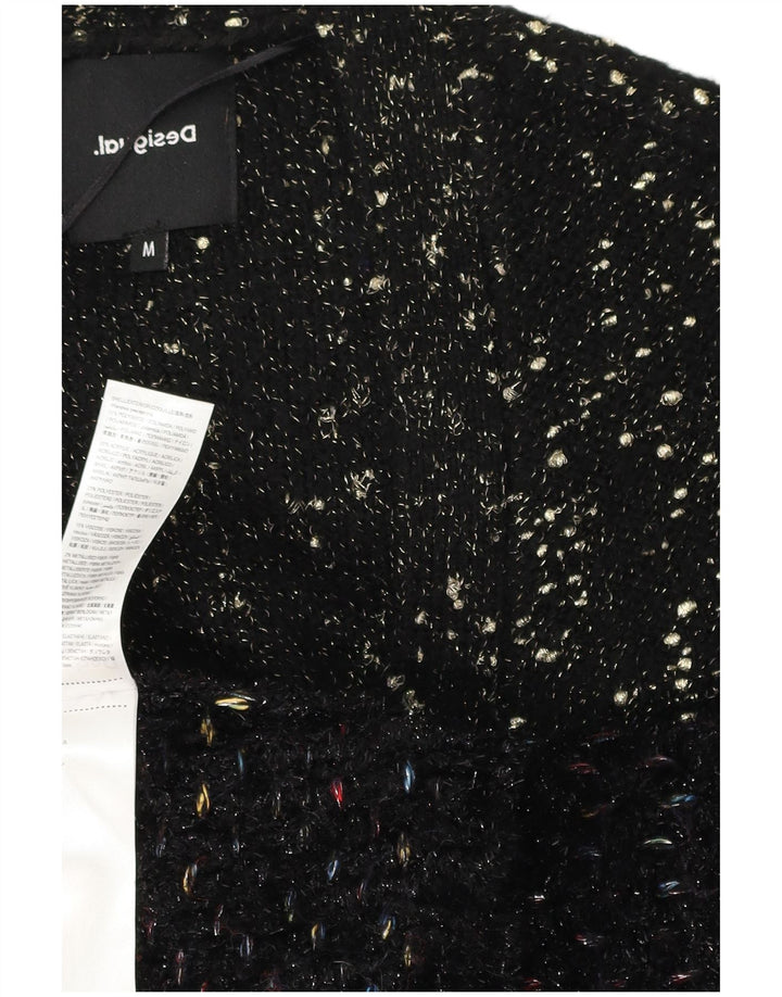 Desigual Damen Longline-Cardigan-Pullover UK 14 Mittelschwarz gefleckt