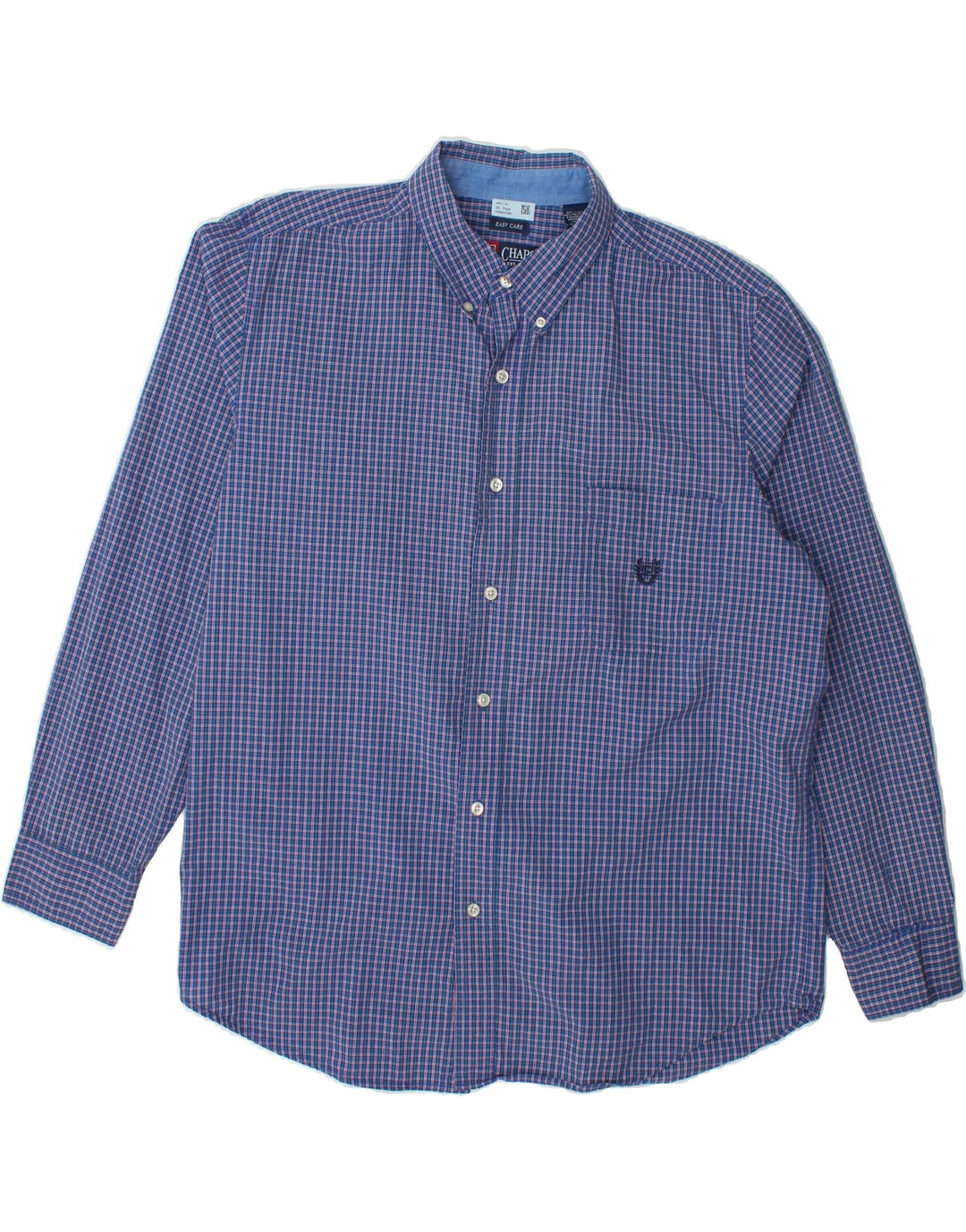 CHAPS Mens Shirt XL Blue Check Cotton Vintage Chaps and Second-Hand Chaps from Messina Hembry 