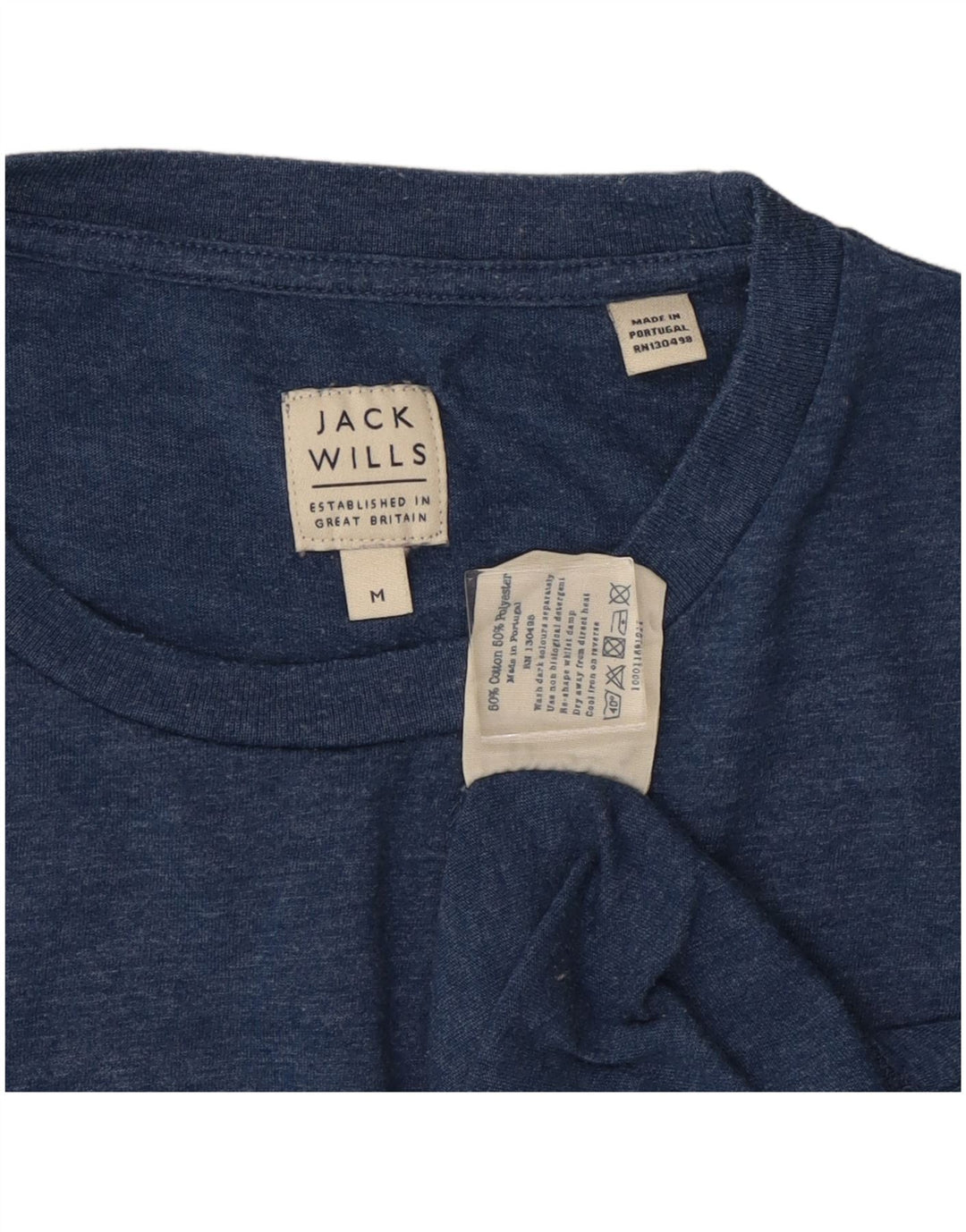 JACK WILLS Herren-T-Shirt mit Grafik, mittelblau gesprenkelte Baumwolle