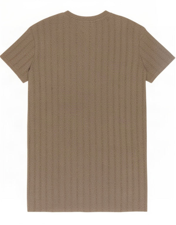 Zara Damen T-Shirt-Kleid UK 14 Medium Beige Gestreiftes Polyester