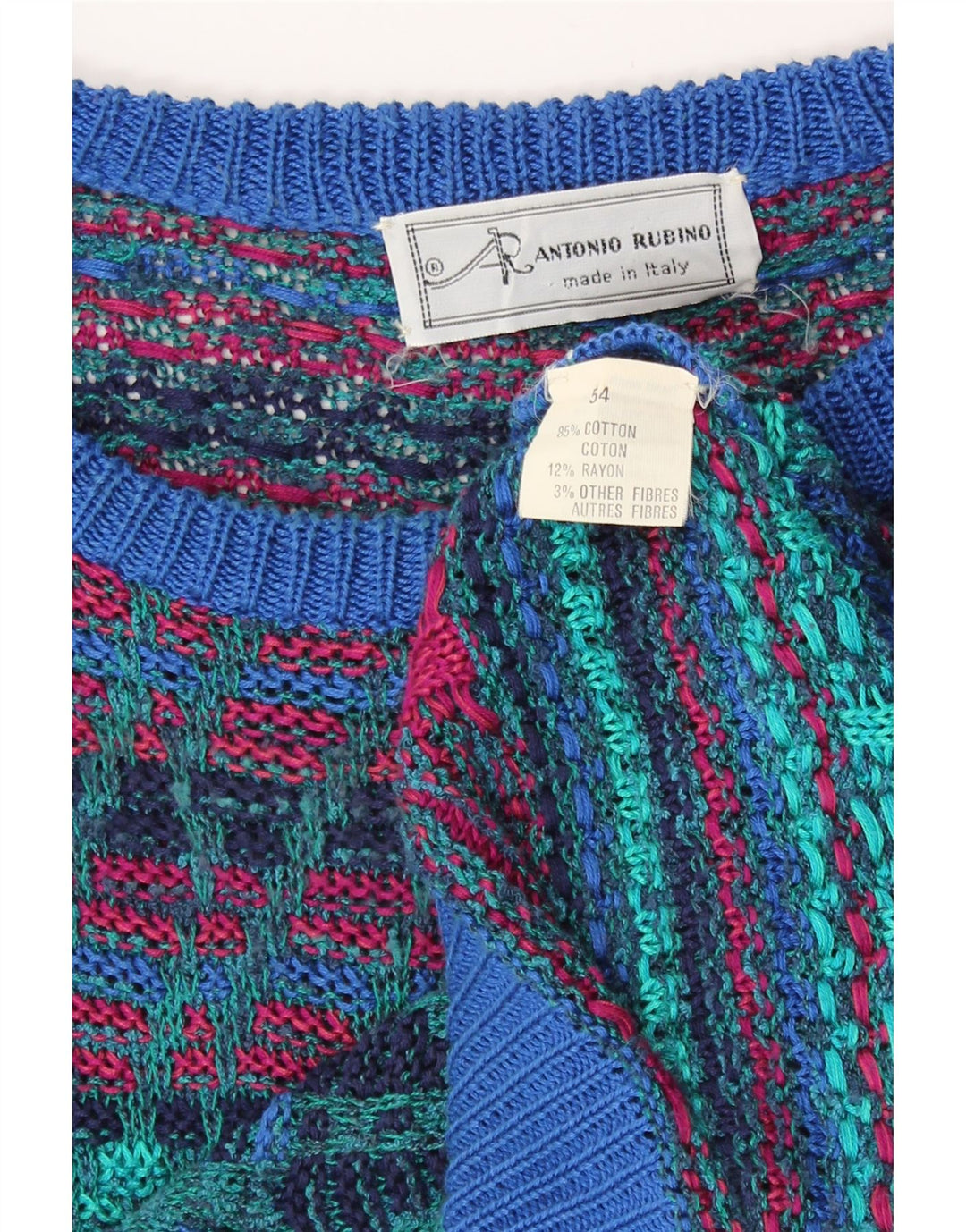 Rantonio Rubino Herren-Pullover mit U-Boot-Ausschnitt IT 54 XL Mehrfarbig
