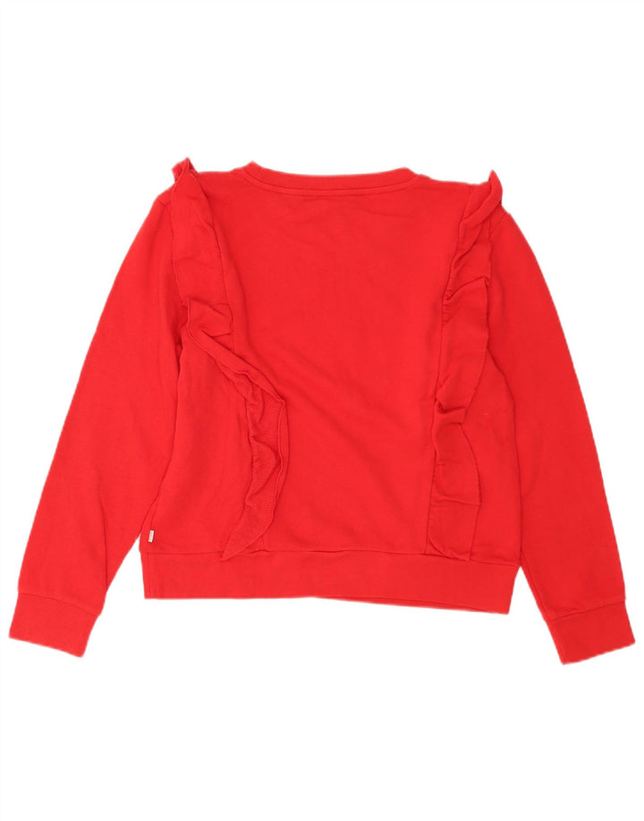 Levi's Damen-Sweatshirt-Pullover UK 14 Mittelrote Baumwolle