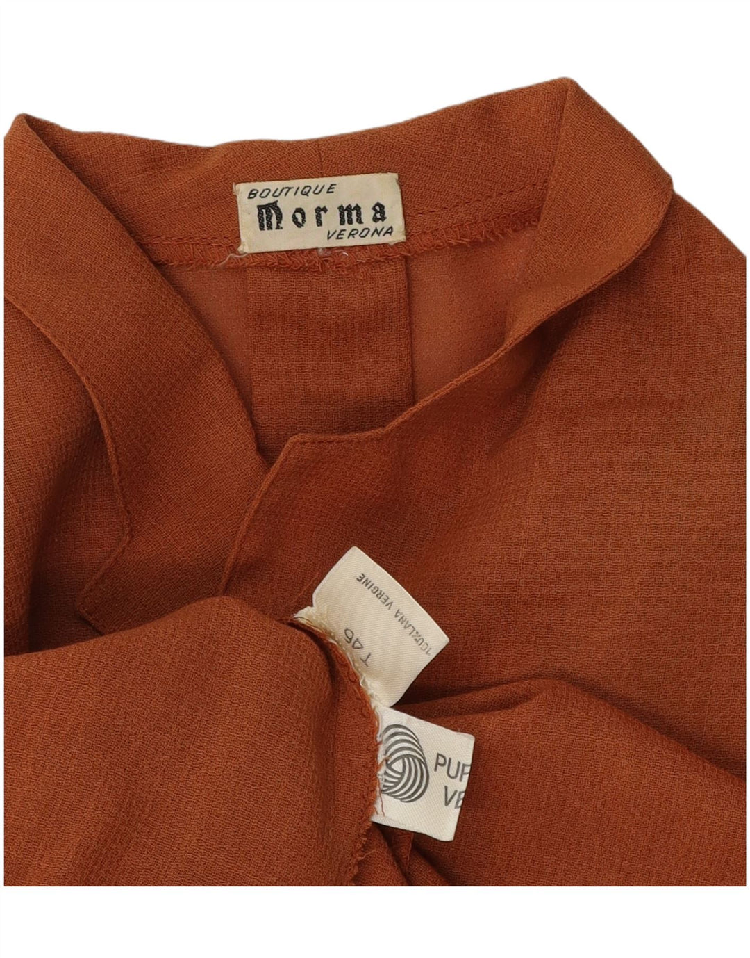 Vintage Damen Hemdbluse IT 46 Große braune Schurwolle