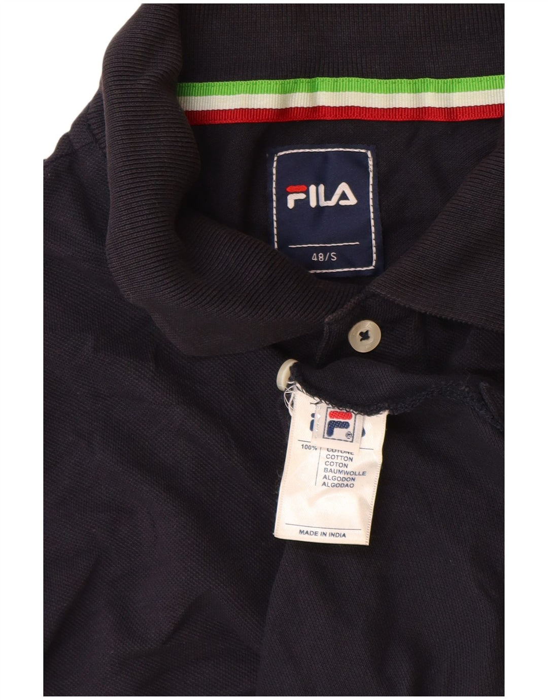 Fila Herren Poloshirt IT 48 Small Marineblau Baumwolle