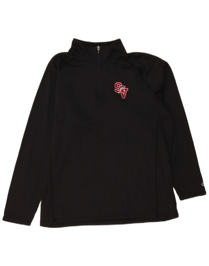 Champion Herren-Pullover-Trainingsanzugoberteil mit Reißverschluss, Größe L, Schwarz, Polyester