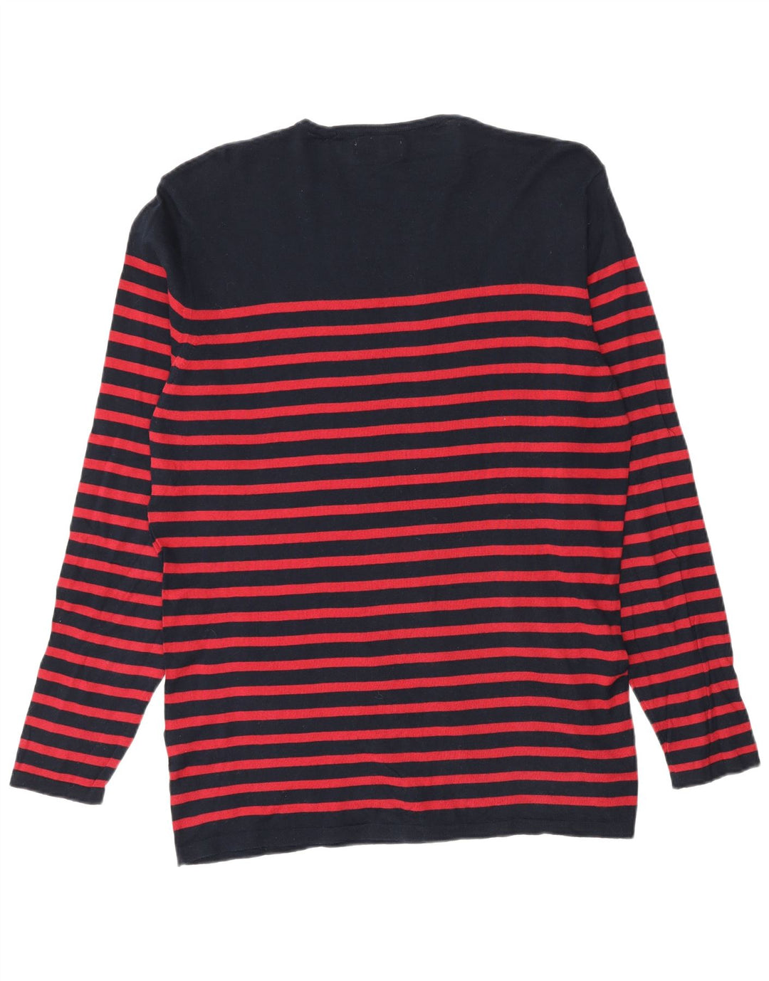 Zara Herren-Pullover mit Rundhalsausschnitt, XL, Marineblau gestreift