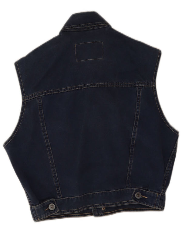 Teddy Smith Damen Crop Denim Gilet UK 14 Large Marineblau